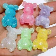 6pcs Acrylic Smooth Bear Shaped Beads For Fashionable 3d Jewelry Making, Universal Phone Chain, Diy Crafts - Glossy Bear - View 6