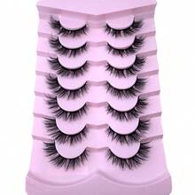 New 7 Pairs Spiky Anime False Eyelashes, Wet Look Cat Eye Eyelashes, Spiky Faux Mink Eyelashes, Thin Fairy Cartoon Eyelashes, Natural Dramatic Strip Lashes, Spiky Style, Like Eyelash Extension Effect, Cosplay Eyelash Extension Set - Black - View 7