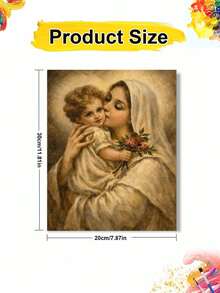 DIY Digital Oil Painting Kit - Virgin Mary Kisses The Child, Beginner Canvas Art Handmade Painting Craft, Home Decor For Living Room, Bedroom, Holiday Gift, Includes Painting Tools. - Sets - View 8