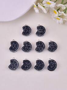 10 buah Liontin Perhiasan Kue 3D, Cocok Sebagai Hadiah - Hitam - View 2