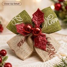 8pcs Mini Christmas Bows, Handmade With Gold Trim And Pointed Decoration, Suitable For Christmas Tree Decor, Gift Wrapping, Wedding, Party, New Year Holiday Scene Decoration, Red And Green Featherless Decorative Bows - Multiple Styles - View 2