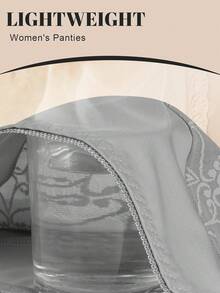 MEIYATING 4pcs Women's Panties Thong Lace Trim Mesh Patchwork Soft Comfortable Sexy Lingerie Triangle Briefs - Multicolor - View 6