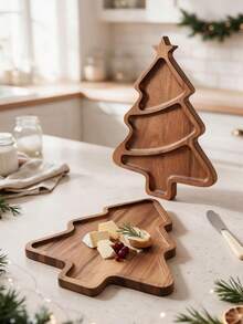 1pc Wooden Cutting Board, Chopping Board, Christmas Tree Tray, Cheese Tray, Christmas Tree Tray, Christmas Holiday Decoration, Christmas Gift. - View 3