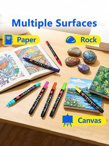 24 Colors/Box Creative Water-Based Paint Markers, Suitable For Doodling And Painting On Different Surfaces, Portable Multicolor Marker Set For Artists,School,A Gift For Friends - Sets - View 4