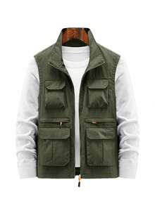 Men's Spring/Autumn Thin Outdoor Workwear Multi-Pocket Tactical Vest Jacket - Army Green - View 2