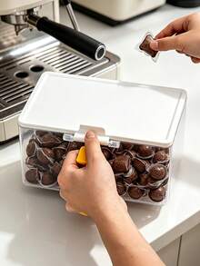 Clear Storage Box With Lid, Dust-Proof Plastic Bin With Handle, Coffee Pattern Printed Storage Container, Home Kitchen Countertop Coffee Corner Tea Bag Storage Box, Desktop Snack And Small Item Organizer, Coffee Capsule Organizer, Large Capacity Visible Storage Container, Home Storage Essential, Suitable For Storing Tea Bags, Coffee, Snacks, Miscellaneous Items, Etc., Office, Dorm, Kitchen, Car Multi-Scenario Use, Practical Gift Choice For Friends, Family, Loved Ones, Christmas Gift, Teacher's Day, Back To School Gift, Birthday Gift - Multicolor - View 3