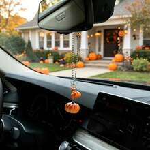 Pumpkin Car Mirror Hanging Ornament, Halloween Car Interior Decorations, Cute Mini Double Pumpkin Pendant Car Rearview Mirror Hanging Accessories For Auto Interior Decor, Car Hanging Charm - Pumpkin - View 6