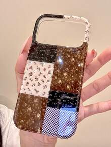 Niche Brown Patchwork Full-Screen Floral Pattern Phone Case Compatible With Iphone 15, 18, 17 Pro Max, 14 Pro Max, 13, 18 Pro Max, New Anti-Drop Protective Cover, Personalized - Multicolor - View 2