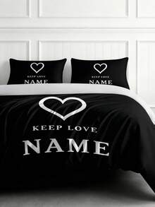 1 Customized Home Bed Set (No Core), Personalized Soft And Breathable Bedding, Can Print Name/Text, Suitable For Bedroom Home Decoration Gifts, Versatile Throughout The Four Seasons, Suitable For Weddings, Gift Giving, Christmas - Multi-color 2 - View 2