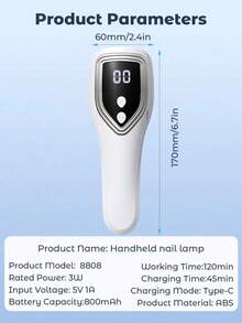 Portable Hand-Held Nail Polish Lamp, Ergonomic Comfortable Grip, Equipped With LCD Display Timing Function, Fast Drying, Suitable For Gel Nail Polish, Nail Polish Patch And Rhinestone Decoration, Is The Best Gift For Girlfriend, Gel Nail Polish Dryer - White - View 12
