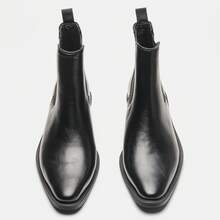 Men's Chelsea Boots Thick Sole Pointed Toe Elegant Vintage Style - Black - View 7