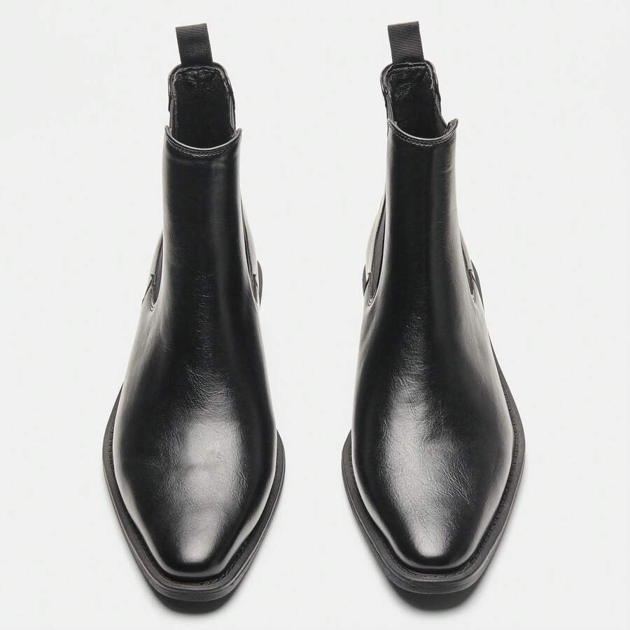 Men's Chelsea Boots Thick Sole Pointed Toe Elegant Vintage Style - Black - View 1