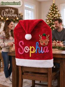 Customized Christmas Chair Covers, Personalized Name Chair Decor, Unique Holiday Gift, Christmas Home Decor, Family Party Accent, Christmas Party Table Decor - Multicolor - View 4
