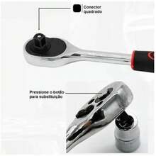 Chave Catraca Sextavada 12 Peças 1/4 Jogo Soquete De 04 Mm À 13 Mm Com Extensor - Padrão - Visão 7