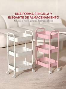 Multifunction Steel Organizer Cart With Wheels - White - View 3