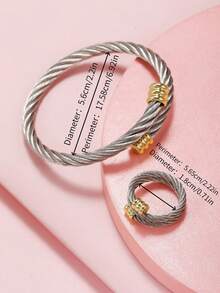 2pcs Stainless Steel Jewelry Set - Silver - View 2
