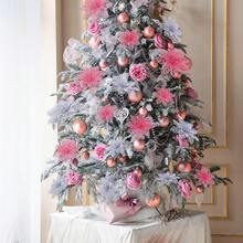 Glitter Red Flower 4 Inch Christmas Tree Decoration Christmas Decor - Pink - Multicolor - View 1