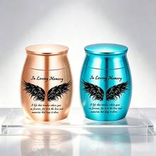 Small Keepsake Urns For Human Pet Ashes 1.57 Inch Mini Cremation Urns For Ashes Aluminum Alloy Memorial Ashes Holder-In Loving Memory - Multicolor - View 4