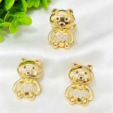 4pcs Fashion Luxury Women's Gold-Plated Cute Bear Rhinestone Necklace, Earrings, Bracelet, Ring Jewelry Set, Suitable For Middle East, Dubai, Africa, Europe, America, Party, Gathering, Wedding, Birthday, Valentine's Day, Holiday Gift For Girlfriend - Yellow Gold - View 3