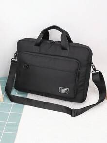 Business Briefcase For Work, Premium Luxury Style, Document Storage, Handheld Canvas Laptop Bag, Commuter Crossbody Bag With Trolley Strap - Multicolor - View 4