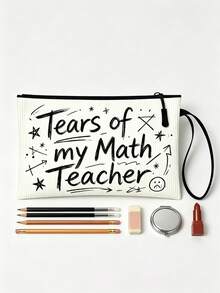Creative Funny English Letter Slogan Makeup Bag Multi-Functional Large Capacity Pencil Case, Black And White Minimalist Graffiti Print Design With Unique Personalized And Humorous Style, Smooth Anti-Jam Zipper Closure With Portable Anti-Loss Wrist Strap For Strong Functionality, Selected High-Quality Durable Fabric Easy To Clean And Maintain For Proper Protection Of Internal Items, Perfect Surprise Gift Choice Tailored For Students Seeking Personal Expression, Humorous Teachers And Fashionable Young Women - Multiple Styles - View 5