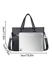 saroxi 1pc Men's Business Handbag Casual Shoulder Bag Fashion Crossbody Bag Versatile Premium Outdoor New Style Travel Storage Multi-Functional Large Capacity Gift For Friends PU - Black - View 11