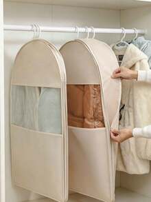1pc Down Jacket Compression Dust-Proof Cover, New Transparent Window Hanging Garment Bag With Self-Compression Zipper - Compression Rate Up To 40%, Suitable For Bedroom, Home And Dormitory, Can Store Down Jackets, Suits, Shirts And Other Clothing, Down Jacket Compression Dust-Proof Cover, Wardrobe Clothing Dust-Proof Compression Bag, Household Visible Hanging Garment Dust-Proof Cover Bag, Multiple Sizes Available - Multicolor - View 5