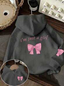 Tween Girl Fun Graphic Print Sweatshirt, Warm & Comfortable Thermal Lined Pullover Sweatshirt For Autumn/Winter - Dark Grey - View 2