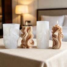 1pc Artistic Wavy Pleated 3D Candle Silicone Mold, Abstract Streamlined Texture Aromatherapy Candle Making Mold, Handmade DIY Fragrance Decor, Suitable For Resin, Plaster, Handmade Soap, Soft And Easy To Demold, Home Soft Decoration, Self-Made Atmospheric Desktop Ornament - Multicolor - View 4