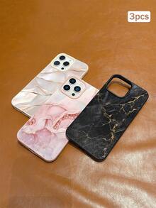 2pcs Gold Marble Print TPU Shockproof Full Coverage Precision Protective Case Compatible With Apple 11/12/13/14/15/16/16Pro/16ProMax/17/17pro/17ProMax/18pro 18ProMax - Multicolor - View 4