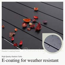 1 Mesa de Comedor Exterior Cuadrada de 37 Pulgadas para 4 Personas, Mesa de Patio de Metal con Revestimiento Electrónico, Agujero para Paraguas de 1.5 Pulgadas, Estructura Resistente para Jardín, Terraza y Exteriores - Negro - Ver 8