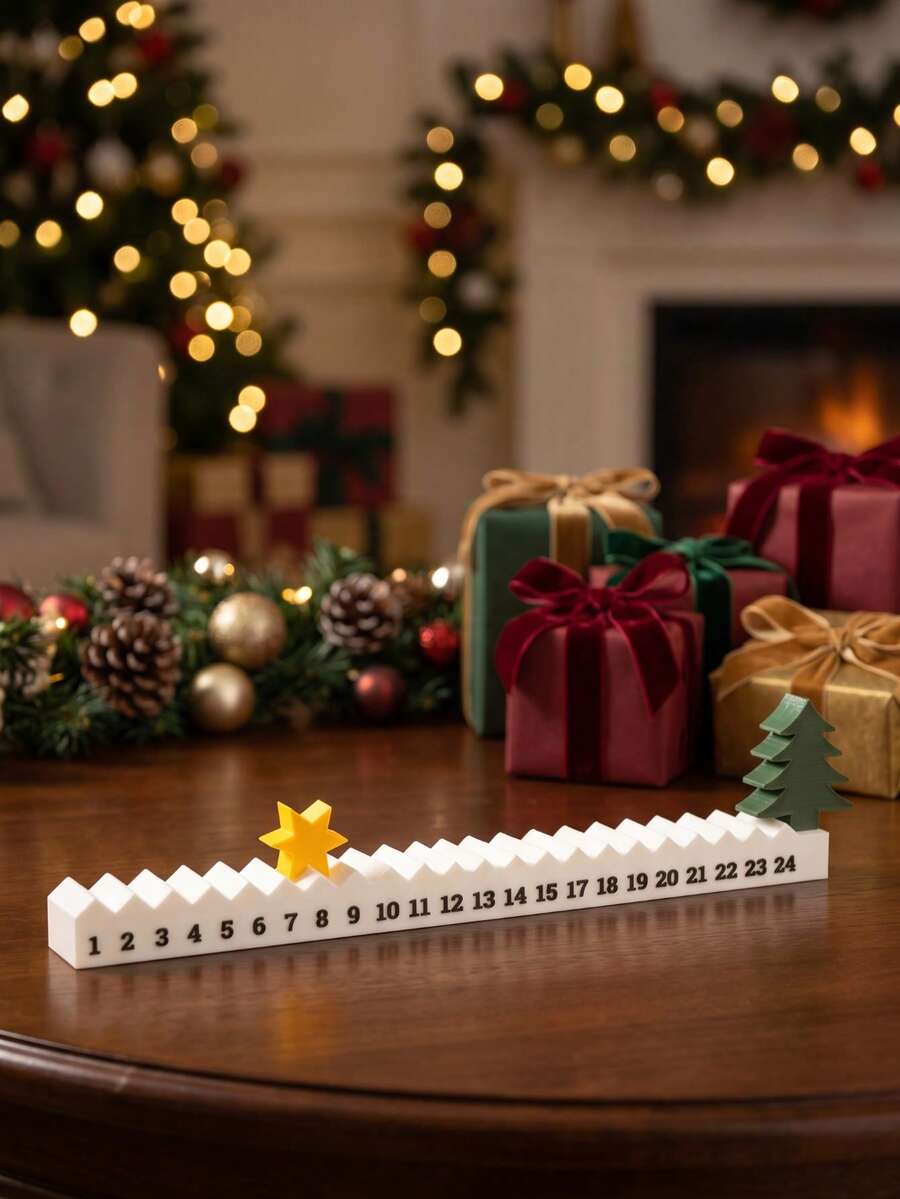 Cây lịch đếm ngược Giáng Sinh bằng gỗ để bàn, cây Advent với 24 khối đếm ngược, lịch Advent cây thông Giáng Sinh tái sử dụng, đồ trang trí lễ hội để bàn Giáng Sinh, quà tặng sáng tạo cho thanh thiếu niên - Nhiều màu - Xem 1