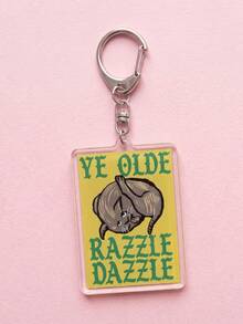 1Pc/5Pcs Medieval Retro Funny Meme & Humorous Quote Theme Acrylic Keychains, Including Cat "YE OLDE RAZZLE DAZZLE", Tavern Banned Monster, Knight With Axe " I'LL DIE", Trumpet-Blowing Rabbit "Doot Doot" And Knight With Sword Minor Inconvenience Quote Design, Fashionable Bag Charm, Suitable For Retro Fans Gift, Fun Collection - Multicolor - View 7