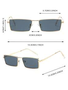 1 Pair Women's High-Quality Metal Rectangular Fashion Fashion Glasses For Vacation And Travel - Gold Gray - View 4
