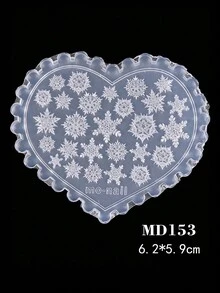 3D雪花美甲矽膠雕刻模具，波浪邊心形美甲模具，透明樹脂模具，用於製作聖誕冬季美甲裝飾，DIY美甲飾品製作工具，美甲裝飾用品，美甲配件 - 無色 - 查看 5