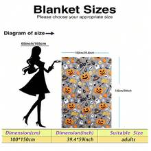 1pc Halloween Gray Background Pumpkin Skull Ghost Digital Print Flannel Blanket - Modern Style, Soft Comfortable Polyester Knitted Fabric For All Seasons, Multi-Purpose, Suitable For Sofa, Bed, Travel, Camping, Chair, Gift Blanket - Grey - View 7