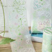 50mm*1.5m Small Fresh Floral Vine PET Waterproof Washi Tape With Star & Musical Note Pattern, Versatile DIY Journal Background Decor, Collage Craft Material, Holiday Present, Personalized Planner Stationery, Back To School Must Have - Round - View 2