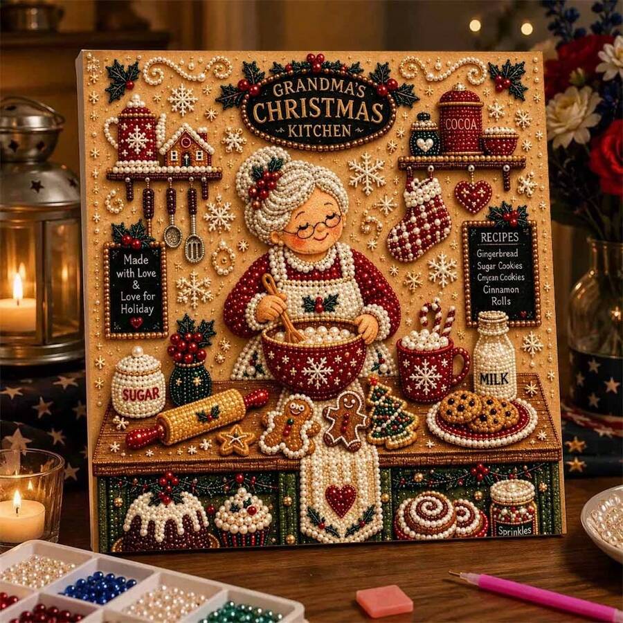 Christmas Pearl Painting, Christmas Half Circle Pearl Diamond Frame Art Set, Adult Pearl Diamond Art Set For Beginners, Gem Diamond Dot Diamond Crafts For Home Wall Decoration - Sets - View 1