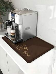 1pc Brown Coffee Print Diatomite Drying Mat, Super Absorbent Non-Slip Countertop Mat, Heat Resistant & Oil-Proof Pad For Coffee Machine, Coffee Bar Kitchen Decor, Christmas Gift - Coffee Brown - View 14