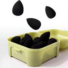 26pcs Black Mini Makeup Sponge Set With Storage Box, Dry & Wet Dual Use Makeup Sponge, Water Drop Shaped Powder Puff, Suitable For Foundation And Concealer, Compact And Portable, Essential Travel Makeup Tool - Multicolor - View 8
