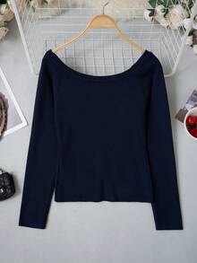 Women's Cold Shoulder Argyle Jacquard Knit Sweater, Royal Blue, Sexy Style, Button-Front, Slit Waist, Slim Fit, Long Sleeve Top - Royal Blue - View 8