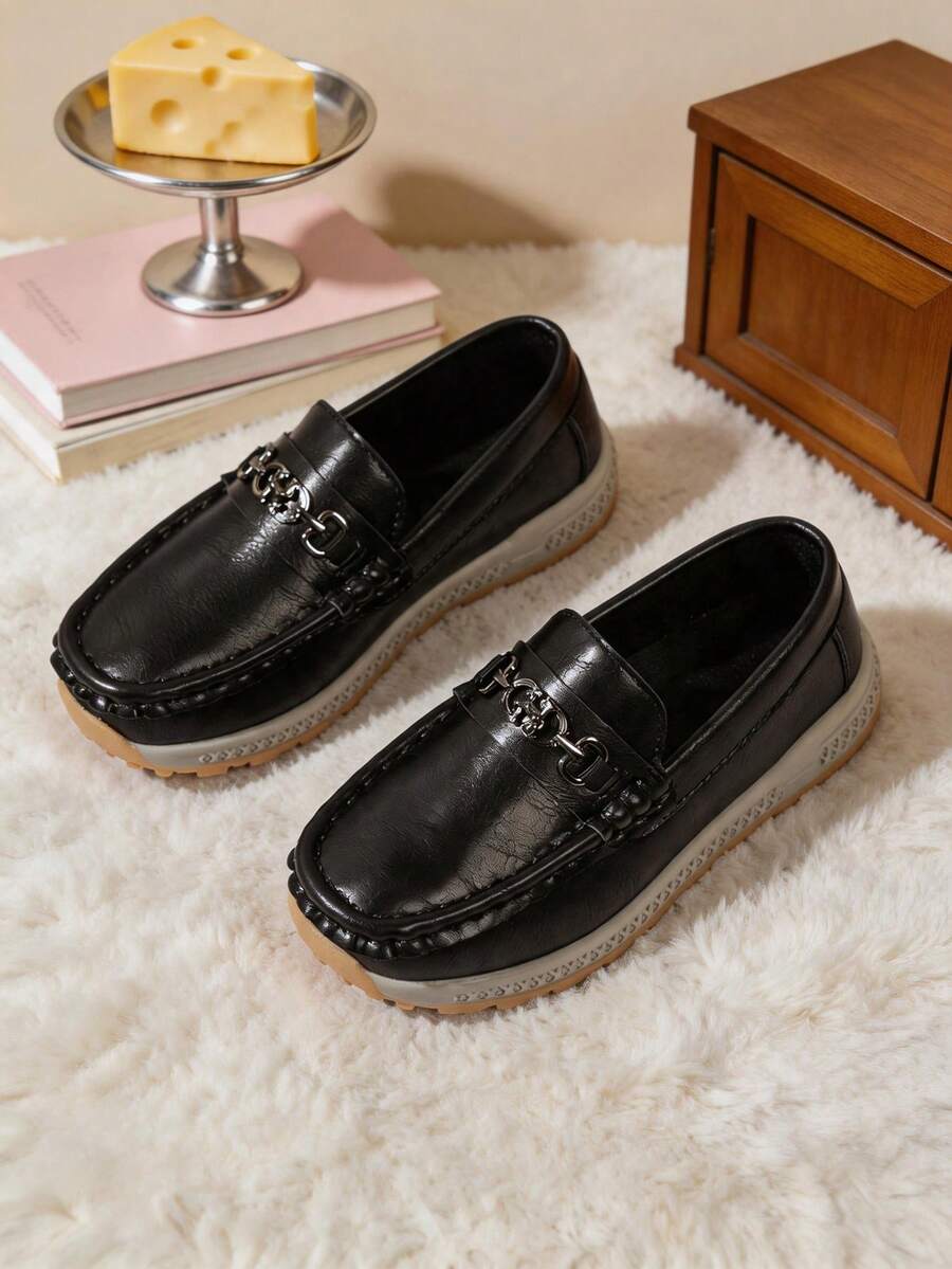 Boys Loafers Penny Dress Shoes Slip-On Boat Kids Shoes Moccasins Casual - Black - View 1