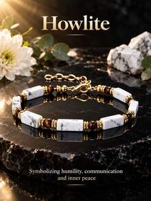 White Tiger Eye Stone Bead Bracelet, Humble Communication Inner Peace Spiritual Natural Stone Bracelet, Adjustable Gold Chain Jewelry For Men And Women - Multicolor - View 6
