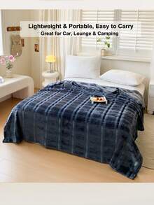 3-Layer Flannel Fleece Blanket, Thickened Warm Skin-Friendly Soft Throw, Suitable For Sofa, Bed, Nap, Car, Camping, Holiday Gift, Hotel And Bedroom Decor - Dark Grey - View 7
