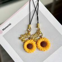 1/2pcs Swan & Sunflower Phone Charm Pendant, Couple Gift, Universal For Smartphones - Multicolor - View 4