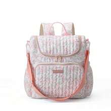 1pc Floral Quilted Large Capacity Kids Backpack, Cute Lightweight Children's Travel Bag, Suitable For Kindergarten Commute, Short Trips, Shopping, Camping, Study Tours, Handheld & Shoulder Strap Dual Use - Multicolor - View 12