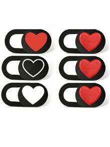3PCS/6pcs Webcam Covers, Cute Star & Heart Pattern Webcam Covers, Thin Design Suitable For Laptop, Computer, Smartphone, Tablet, Protect Your Privacy And Security With Strong Adhesive - Heart-shaped - View 1