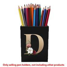 Acrylic Makeup Brush Storage Case Pen Holder Desktop Office Pen Box Study Stationery Organizer Box Dressing Table Storage Brush Holder Suitable For Home School Office Holiday Gift Initial Name 26 Letters Pattern - Black - View 10