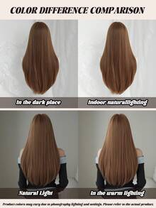 NAMM Brown Princess Cut Long Straight Wig For Women ,26 Inch High Quality Soft Glueless Synthetic Fiber Wigs For Women Cosplay Wear, Festival Party And Halloween Use(Multiple Colors Available) - Multicolor - View 8
