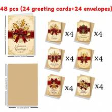 12/24/36/48Pcs Foldable Christmas Greeting Cards With Envelopes, 6 Designs Snow Paw Print Dark Navy Winter Scene Scarf Mittens Lantern Gift Box Pattern, Blank Folded Holiday Note Cards For Pet Lovers Seasonal Greetings - Multicolor - View 10